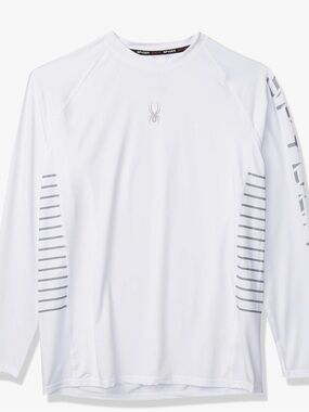 Spyder White Long Sleeve Athletic Top with Gray Accents